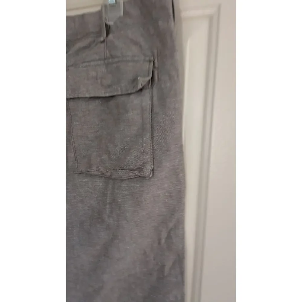 Banana Republic Grey Linen Cotton Blend Pants, Size 38/32 Straight Fit Slacks